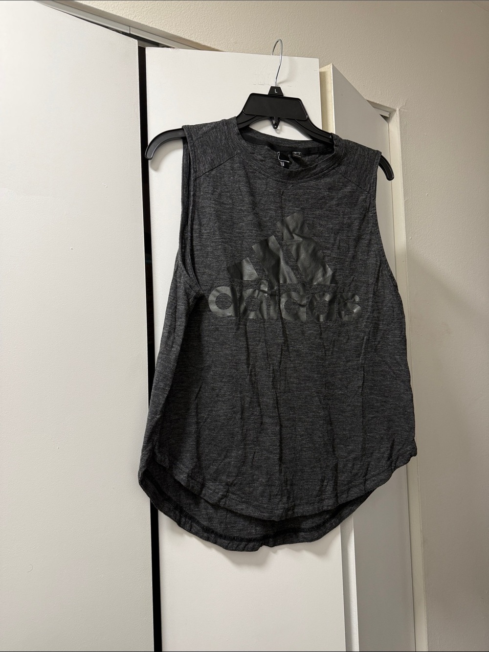 adidas Women’s Dark Gray Sleeveless Logo Tank
